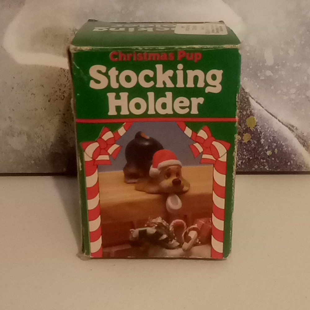 Vintage Christmas Pup Stocking Holder